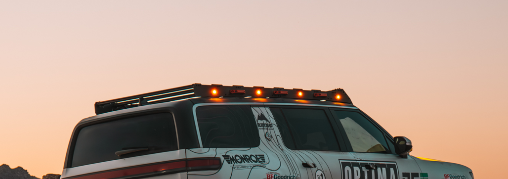 Rivian R1S Roof Rack System With Light Bar Cut Out for Rigid Industries Midnight Series Light Bar