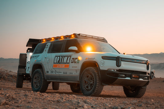 Rivian R1S Roof Rack System With Light Bar Cut Out for Baja Designs S8 Light Bar
